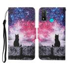 For Huawei P smart 2020 Colored Drawing Pattern Horizontal Flip Leather Case with Holder & Card Slots & Wallet & Lanyard(Starry Cat) - 1