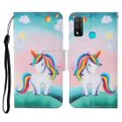 For Huawei P smart 2020 Colored Drawing Pattern Horizontal Flip Leather Case with Holder & Card Slots & Wallet & Lanyard(Rainbow Unicorn) - 1