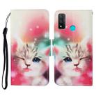 For Huawei P smart 2020 Colored Drawing Pattern Horizontal Flip Leather Case with Holder & Card Slots & Wallet & Lanyard(Squint Cat) - 1