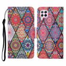 For Huawei P40 lite Colored Drawing Pattern Horizontal Flip Leather Case with Holder & Card Slots & Wallet & Lanyard(Rhombus Totem) - 1