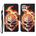 For Huawei P40 lite Colored Drawing Pattern Horizontal Flip Leather Case with Holder & Card Slots & Wallet & Lanyard(Flame Skull) - 1