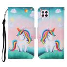 For Huawei P40 lite Colored Drawing Pattern Horizontal Flip Leather Case with Holder & Card Slots & Wallet & Lanyard(Rainbow Unicorn) - 1