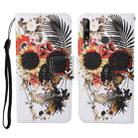 For Huawei P40 lite E Colored Drawing Pattern Horizontal Flip Leather Case with Holder & Card Slots & Wallet & Lanyard(Flower Skull) - 1
