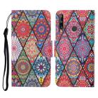 For Huawei P40 lite E Colored Drawing Pattern Horizontal Flip Leather Case with Holder & Card Slots & Wallet & Lanyard(Rhombus Totem) - 1
