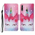 For Huawei P40 lite E Colored Drawing Pattern Horizontal Flip Leather Case with Holder & Card Slots & Wallet & Lanyard(Eyelash Unicorn) - 1