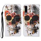 For Huawei P30 Colored Drawing Pattern Horizontal Flip Leather Case with Holder & Card Slots & Wallet & Lanyard(Flower Skull) - 1