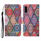 For Huawei P30 Colored Drawing Pattern Horizontal Flip Leather Case with Holder & Card Slots & Wallet & Lanyard(Rhombus Totem) - 1