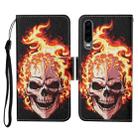 For Huawei P30 Colored Drawing Pattern Horizontal Flip Leather Case with Holder & Card Slots & Wallet & Lanyard(Flame Skull) - 1