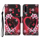 For Huawei P30 Colored Drawing Pattern Horizontal Flip Leather Case with Holder & Card Slots & Wallet & Lanyard(Red Heart) - 1