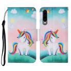 For Huawei P30 Colored Drawing Pattern Horizontal Flip Leather Case with Holder & Card Slots & Wallet & Lanyard(Rainbow Unicorn) - 1