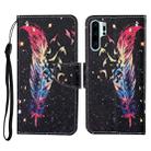 For Huawei P30 Pro Colored Drawing Pattern Horizontal Flip Leather Case with Holder & Card Slots & Wallet & Lanyard(Feather) - 1