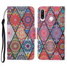 For Huawei P30 lite Colored Drawing Pattern Horizontal Flip Leather Case with Holder & Card Slots & Wallet & Lanyard(Rhombus Totem) - 1