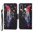 For Huawei P30 lite Colored Drawing Pattern Horizontal Flip Leather Case with Holder & Card Slots & Wallet & Lanyard(Feather) - 1
