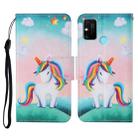 For Honor Play 9A Colored Drawing Pattern Horizontal Flip Leather Case with Holder & Card Slots & Wallet & Lanyard(Rainbow Unicorn) - 1