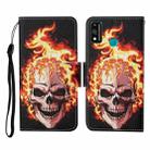 For Honor 9X Lite Colored Drawing Pattern Horizontal Flip Leather Case with Holder & Card Slots & Wallet & Lanyard(Flame Skull) - 1