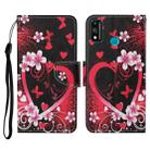 For Honor 9X Lite Colored Drawing Pattern Horizontal Flip Leather Case with Holder & Card Slots & Wallet & Lanyard(Red Heart) - 1