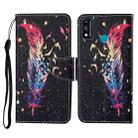 For Honor 9X Lite Colored Drawing Pattern Horizontal Flip Leather Case with Holder & Card Slots & Wallet & Lanyard(Feather) - 1