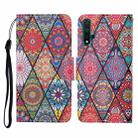 For Honor 20 Colored Drawing Pattern Horizontal Flip Leather Case with Holder & Card Slots & Wallet & Lanyard(Rhombus Totem) - 1