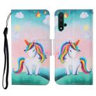 For Honor 20 Colored Drawing Pattern Horizontal Flip Leather Case with Holder & Card Slots & Wallet & Lanyard(Rainbow Unicorn) - 1