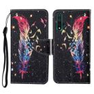 For Honor 20 Colored Drawing Pattern Horizontal Flip Leather Case with Holder & Card Slots & Wallet & Lanyard(Feather) - 1