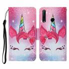 For Honor 20i / 10i / 20 lite Colored Drawing Pattern Horizontal Flip Leather Case with Holder & Card Slots & Wallet & Lanyard(Eyelash Unicorn) - 1