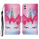 For Honor 10 Lite Colored Drawing Pattern Horizontal Flip Leather Case with Holder & Card Slots & Wallet & Lanyard(Eyelash Unicorn) - 1