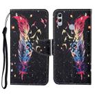 For Honor 10 Lite Colored Drawing Pattern Horizontal Flip Leather Case with Holder & Card Slots & Wallet & Lanyard(Feather) - 1