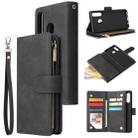 For Huawei P30 Lite Multifunctional Retro Frosted Horizontal Flip Leather Case with Card Slot & Holder & Zipper Wallet & Photo Frame & Lanyard(Black) - 1