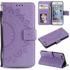 Totem Flower Embossed Horizontal Flip TPU + PU Leather Case with Holder & Card Slots & Wallet For iPhone 6(Purple) - 1