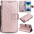 For iPhone SE 2022 / SE 2020 / 8 / 7 Totem Flower Embossed Horizontal Flip TPU + PU Leather Case with Holder & Card Slots & Wallet(Rose Gold) - 1