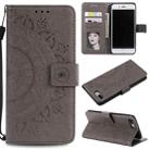 Totem Flower Embossed Horizontal Flip TPU + PU Leather Case with Holder & Card Slots & Wallet For iPhone 8 Plus / 7 Plus(Grey) - 1