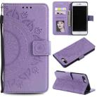 Totem Flower Embossed Horizontal Flip TPU + PU Leather Case with Holder & Card Slots & Wallet For iPhone 8 Plus / 7 Plus(Purple) - 1