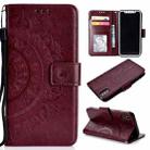 For iPhone X / XS Totem Flower Embossed Horizontal Flip TPU + PU Leather Case with Holder & Card Slots & Wallet(Brown) - 1
