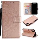 For iPhone X / XS Totem Flower Embossed Horizontal Flip TPU + PU Leather Case with Holder & Card Slots & Wallet(Rose Gold) - 1