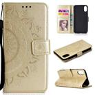 For iPhone XR Totem Flower Embossed Horizontal Flip TPU + PU Leather Case with Holder & Card Slots & Wallet(Gold) - 1