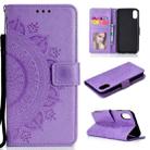 For iPhone XR Totem Flower Embossed Horizontal Flip TPU + PU Leather Case with Holder & Card Slots & Wallet(Purple) - 1