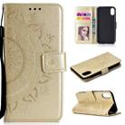 For iPhone XS Max Totem Flower Embossed Horizontal Flip TPU + PU Leather Case with Holder & Card Slots & Wallet(Gold) - 1