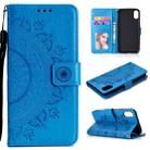 For iPhone XS Max Totem Flower Embossed Horizontal Flip TPU + PU Leather Case with Holder & Card Slots & Wallet(Blue) - 1