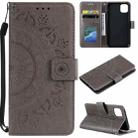 For iPhone 11 Totem Flower Embossed Horizontal Flip TPU + PU Leather Case with Holder & Card Slots & Wallet (Grey) - 1