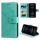 For iPhone 12 / 12 Pro Totem Flower Embossed Horizontal Flip TPU + PU Leather Case with Holder & Card Slots & Wallet(Green) - 1