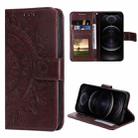 For iPhone 12 / 12 Pro Totem Flower Embossed Horizontal Flip TPU + PU Leather Case with Holder & Card Slots & Wallet(Brown) - 1