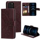 For iPhone 12 Pro Max Totem Flower Embossed Horizontal Flip TPU + PU Leather Case with Holder & Card Slots & Wallet(Brown) - 1