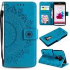 For LG G3 Totem Flower Embossed Horizontal Flip TPU + PU Leather Case with Holder & Card Slots & Wallet(Blue) - 1