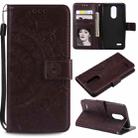 For LG K10 (2018) Totem Flower Embossed Horizontal Flip TPU + PU Leather Case with Holder & Card Slots & Wallet(Brown) - 1