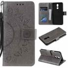 For LG K40 Totem Flower Embossed Horizontal Flip TPU + PU Leather Case with Holder & Card Slots & Wallet(Grey) - 1