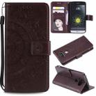 For LG K50 / Q60 Totem Flower Embossed Horizontal Flip TPU + PU Leather Case with Holder & Card Slots & Wallet(Brown) - 1