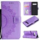 For V60 ThinQ 5G Totem Flower Embossed Horizontal Flip TPU + PU Leather Case with Holder & Card Slots & Wallet(Purple) - 1