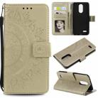 For LG X210 Totem Flower Embossed Horizontal Flip TPU + PU Leather Case with Holder & Card Slots & Wallet(Gold) - 1