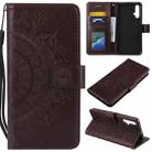 For Huawei nova 5 Totem Flower Embossed Horizontal Flip TPU + PU Leather Case with Holder & Card Slots & Wallet(Brown) - 1