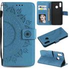 For Huawei P20 Lite Totem Flower Embossed Horizontal Flip TPU + PU Leather Case with Holder & Card Slots & Wallet(Blue) - 1